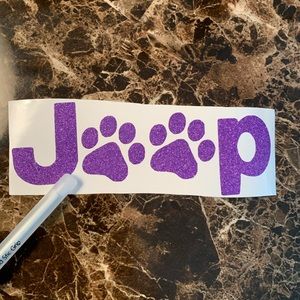 Glittery Purple Jeep Dog Paw Decal Logo Sticker